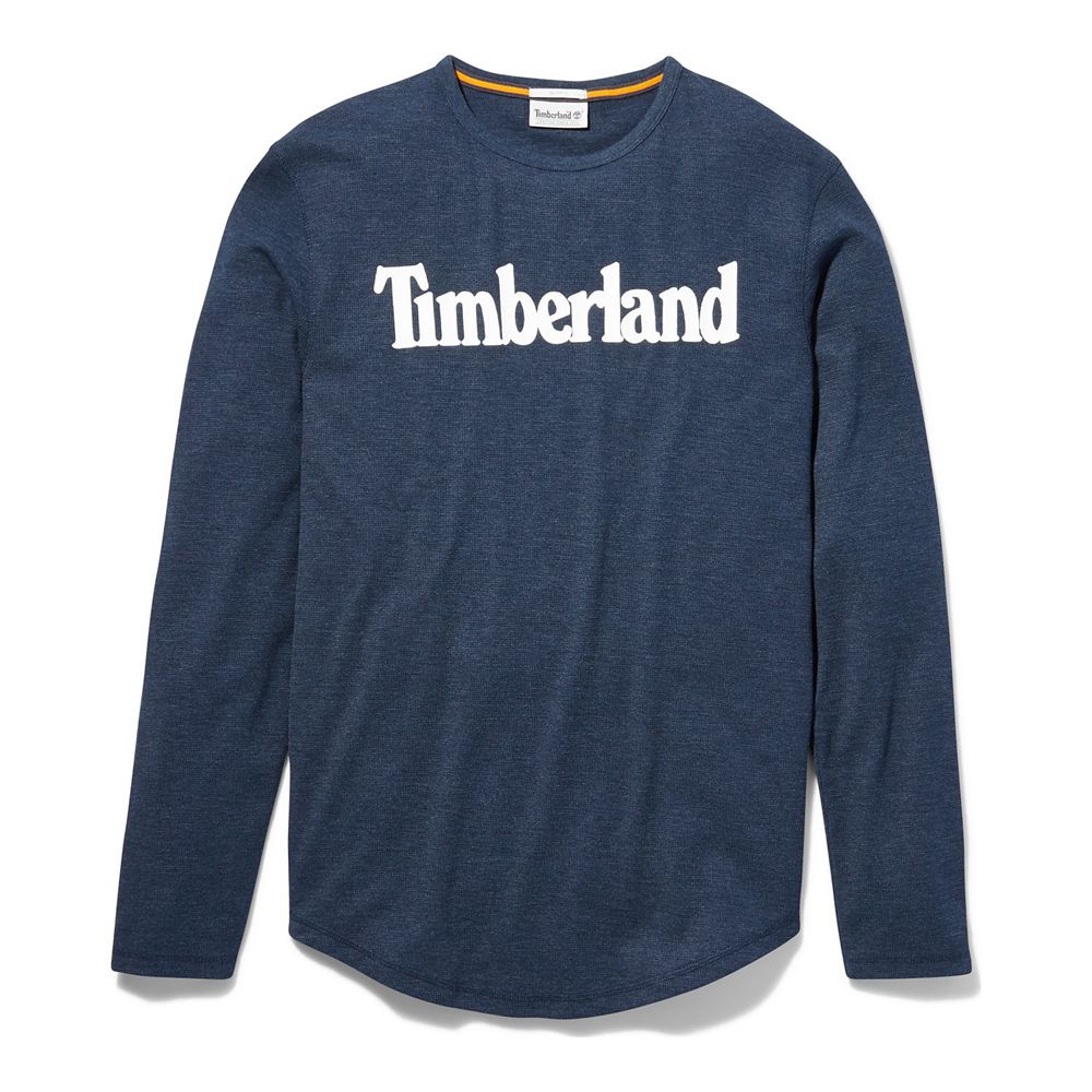 Timberland Πουκαμισα Ανδρικα Μπλε - Dyer River Slim-Fit Long-Sleeve Waffle-Knit - Greece 9034587-EQ